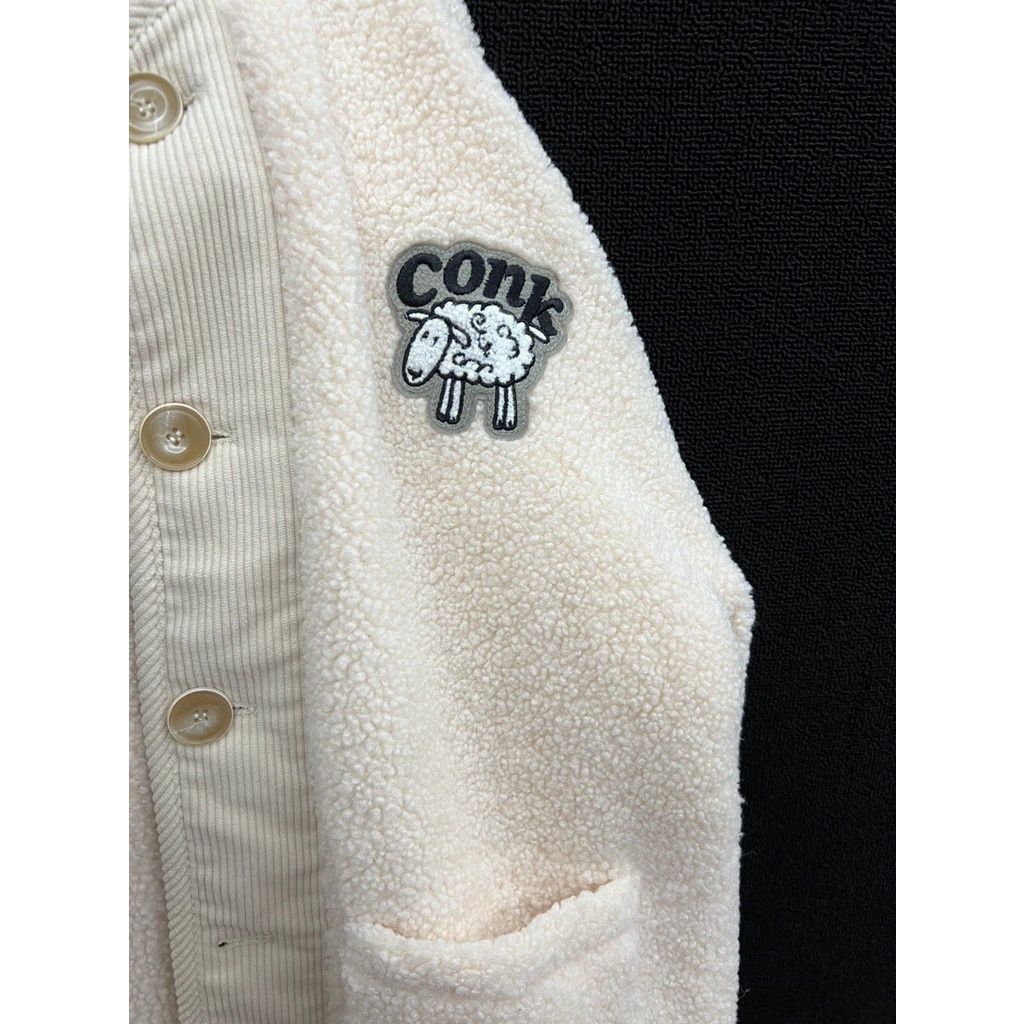 🎀áo lông Cừu áo khoác len nữ Áo Khoác Lông Cừu Thêu Họa Tiết Dễ Thương Phong Cách Retro Nhật Bản