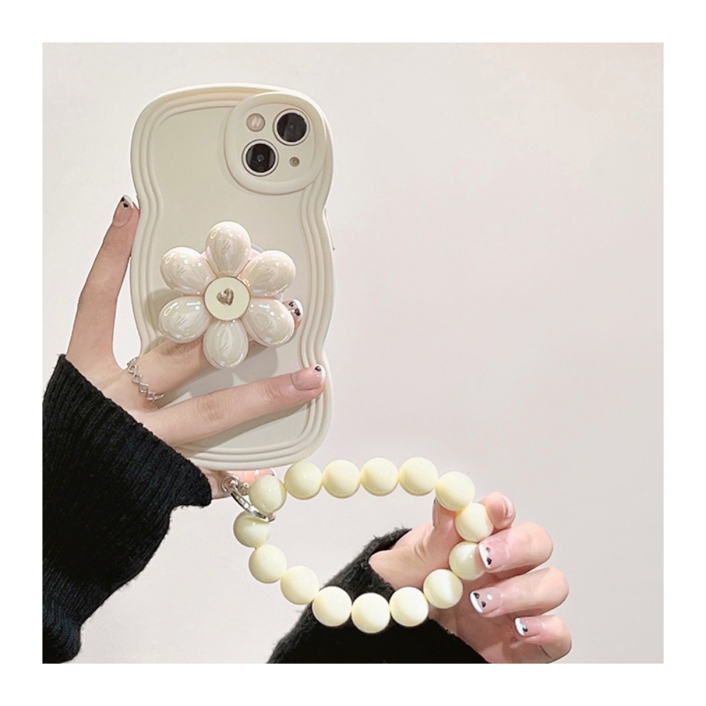 Ốp Điện Thoại Silicone Mềm Màu Trơn Có Vòng Tay In Hoa Cho Apple 14promax 13 12 11 7 / 8Plus