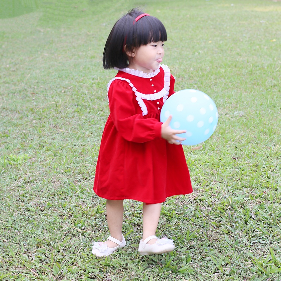 Váy nhung đỏ Noel cho bé💥 HÀNG CAO CẤP 💥 Váy nhung đỏ cho bé gái từ 7-25kg hàng thiết kế kiểu phối nhún bèo siêu xinh