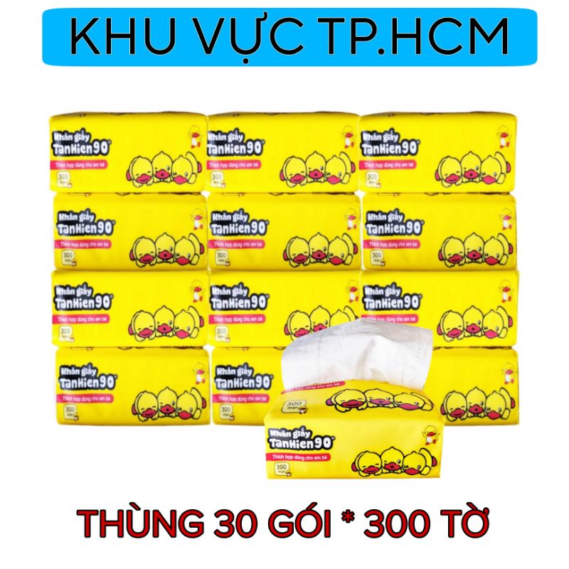 Thùng 30 Gói Giấy Ăn 3 con Vịt Tanhien90 - 300 Tờ 3 Lớp Cao Cấp An Toàn Cho Bé