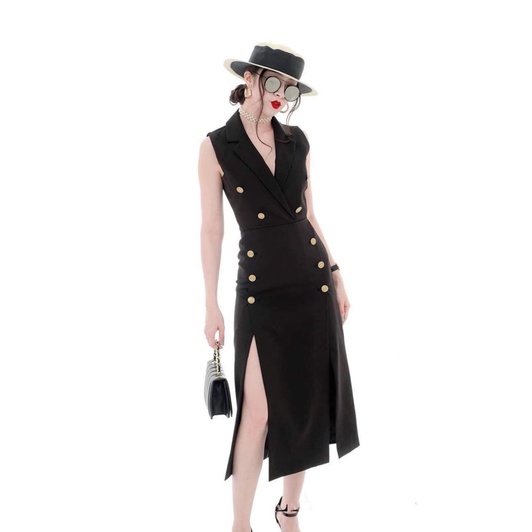 Đầm cổ vest (k kèm thắt lưng), size M