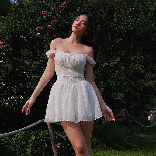 Đầm xoè SheByShj ren trắng - Alia Dress