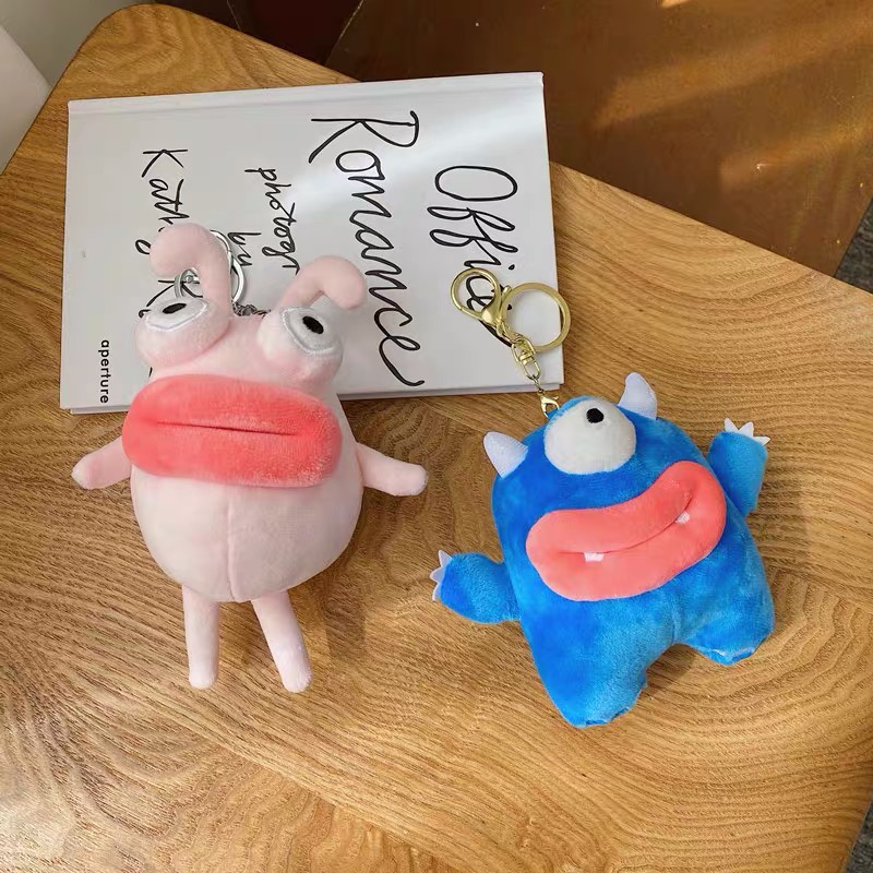 Móc khóa gấu bông/thú bông môi dày treo balo/túi xách