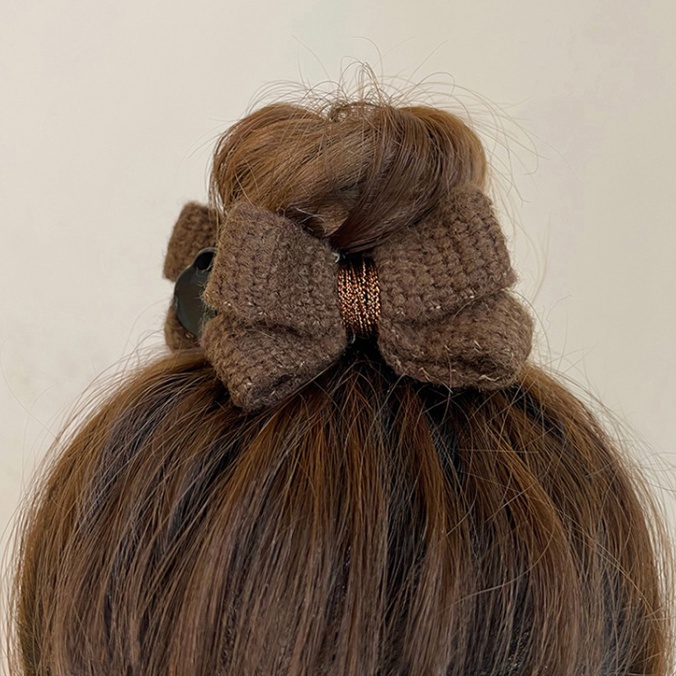 Kẹp Tóc Hình Nơ Bằng Len Dễ Thương Thanh Lịch Cho Nữ