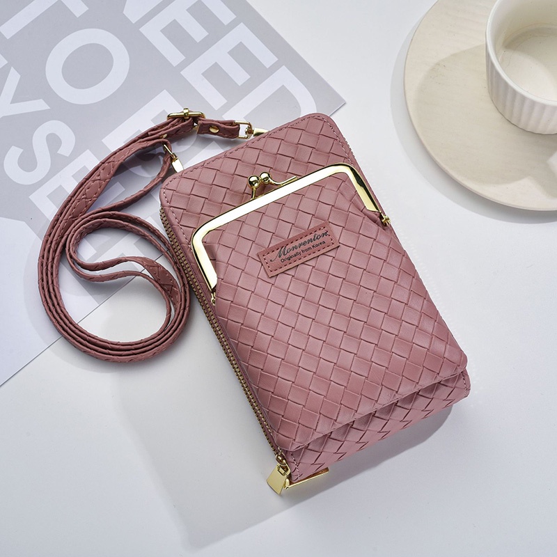 IELGY Túi Đựng Điện Thoại Đeo Chéo Có Khóa Kéo Đôi Phong Cách Hàn Quốc