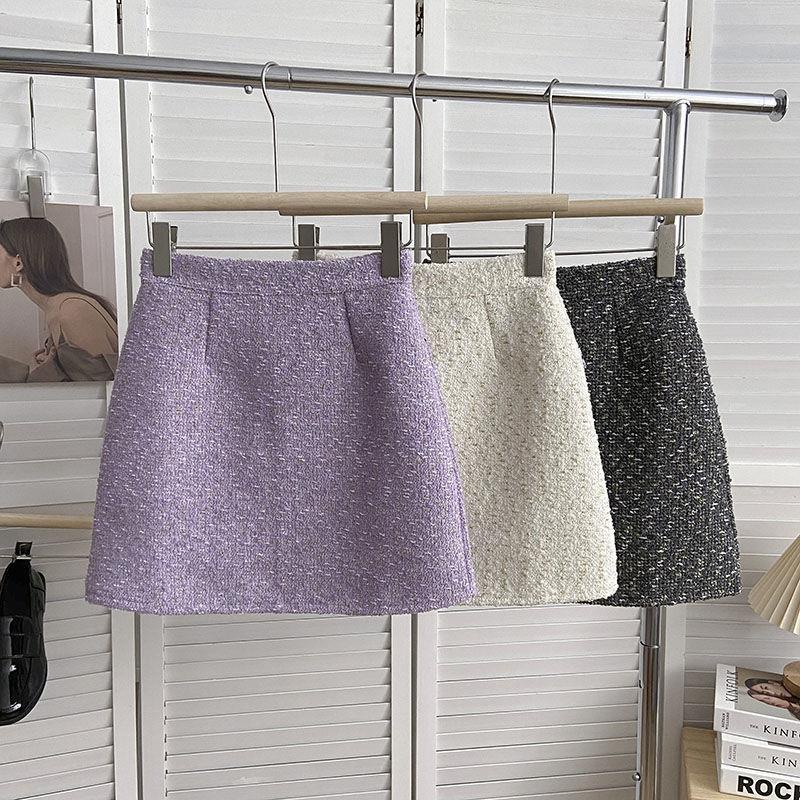 Chân Váy Chữ a Lưng Cao Màu Tím Phong Cách Hàn Quốc Thời Trang Thu Đông 2022 Cho Nữ
