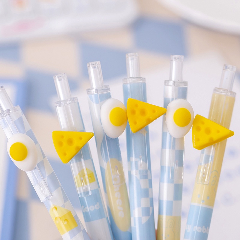 Bút Mực Gel Mực Đen Ngòi 0.7mm Hình Miếng Phô Mai Sáng Tạo
