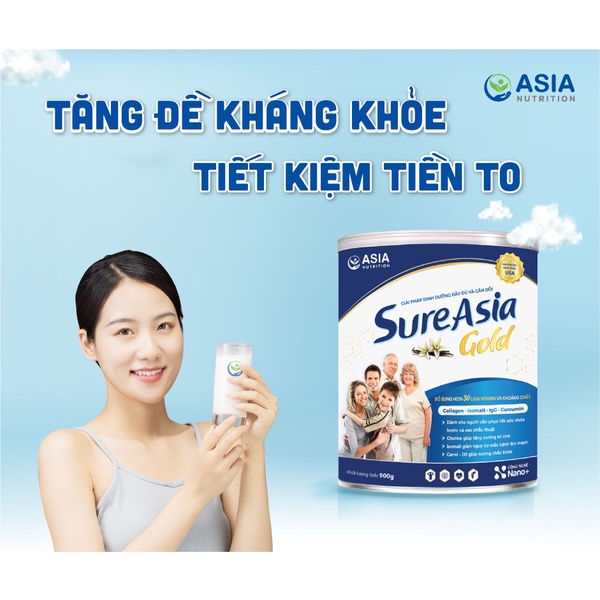 Sữa bột dinh dưỡng Sure Asia Gold 400g chính hãng nguyên liệu nhập khẩu từ Hoa Kỳ tác dụng tốt sức khỏe người cao tuổi