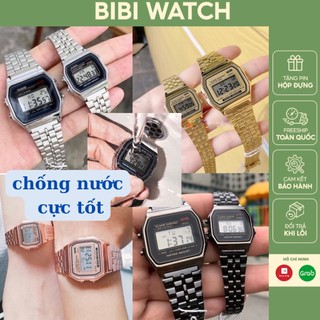 Đồng hồ Nam,Nữ đeo tay điện tử,đồng hồ đôi A159 unisex dây thép k gỉ mặt vuông,chống nước dành cho tuổi teen