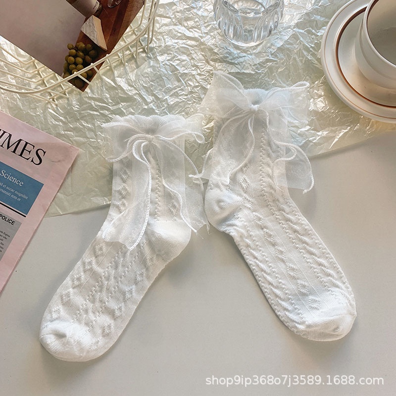 Vớ Ren Trắng Phong Cách Nhật Bản Dễ Thương Cho Nữ