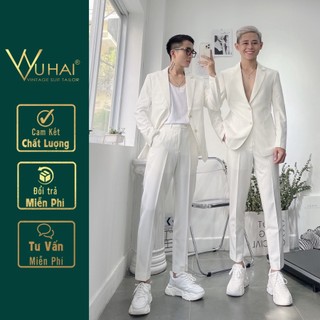 Bộ vest nam túi hộp Hàn Quốc màu trắng trẻ trung-VuHai