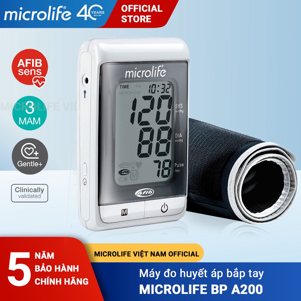 Máy đo huyết áp bắp tay Microlife BP A200 - Kết Nối Cổng USB Với Máy Tính - Bảo Hành 5 Năm