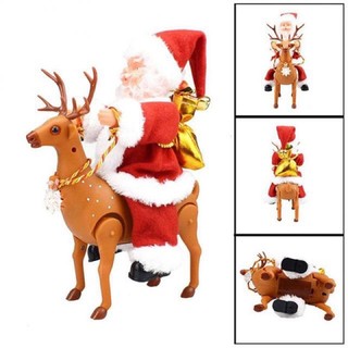 Đồ Chơi Ông Già Noel Cưỡi Tuần Lộc Mẫu Lớn, Ông Già Noel Leo Cầu Thang Có Đèn Nhạc Sẵn Pin Cho Bé