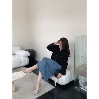 Sandal cao gót nơ đá bít mũi hàng cao cấp fullbox