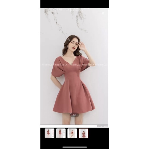 Váy thiết kế cao cấp màu hồng cánh dơi fom xoè The Shilla - Belva-48B8 size M