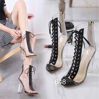 GIÀY BỐT CỘT DÂY TRONG SUỐT