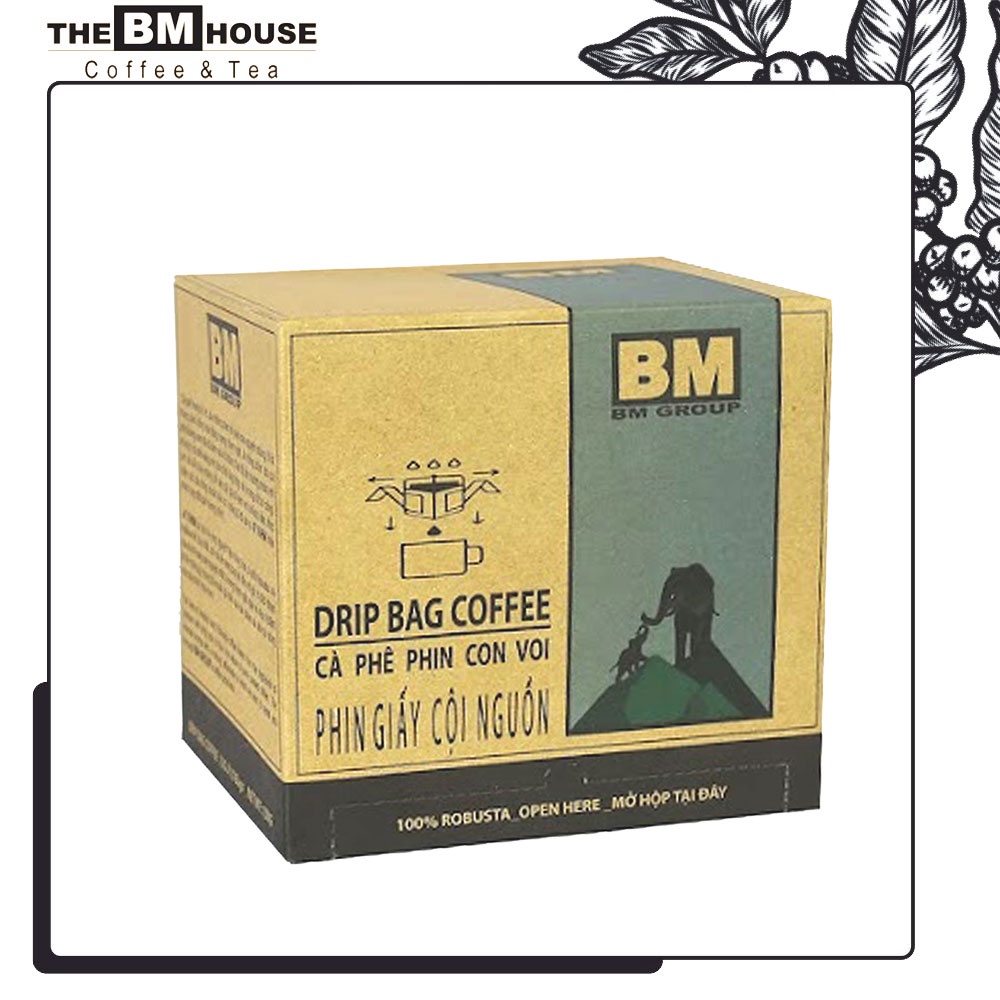 Cà phê phin giấy Robusta Washed nguyên chất hộp 10 phin - BM CỘI NGUỒN | BM GROUP