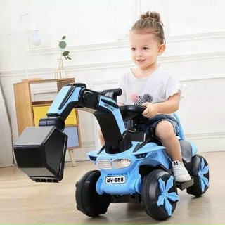 Xe cẩu điện cho bé cỡ đại, xe máy xúc trẻ em bé có đèn và nhạc