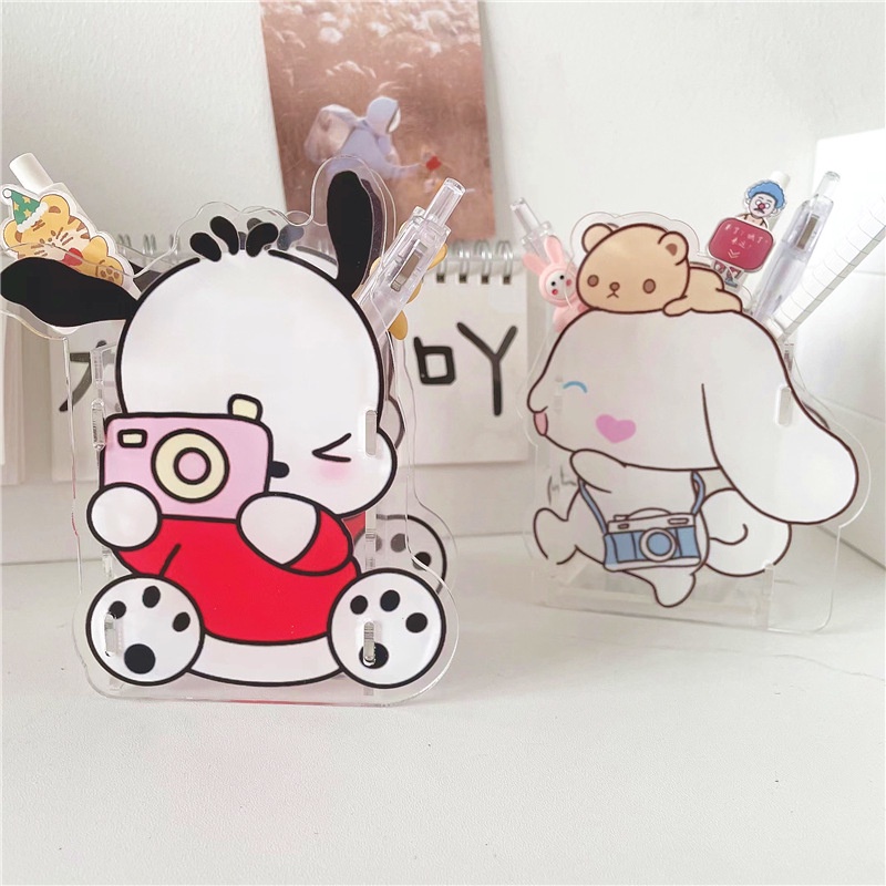 Ống Đựng Bút Bằng Acrylic Trong Suốt Họa Tiết Hoạt Hình Dễ Thương Đa Năng Giá Đỡ