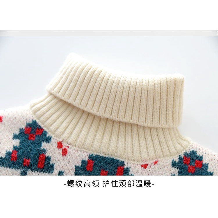 Áo Len Dày Chui Đầu Cổ Cao Phong Cách Giáng Sinh Thời Trang Mùa Đông 2022 Mới Cho Bé Gái