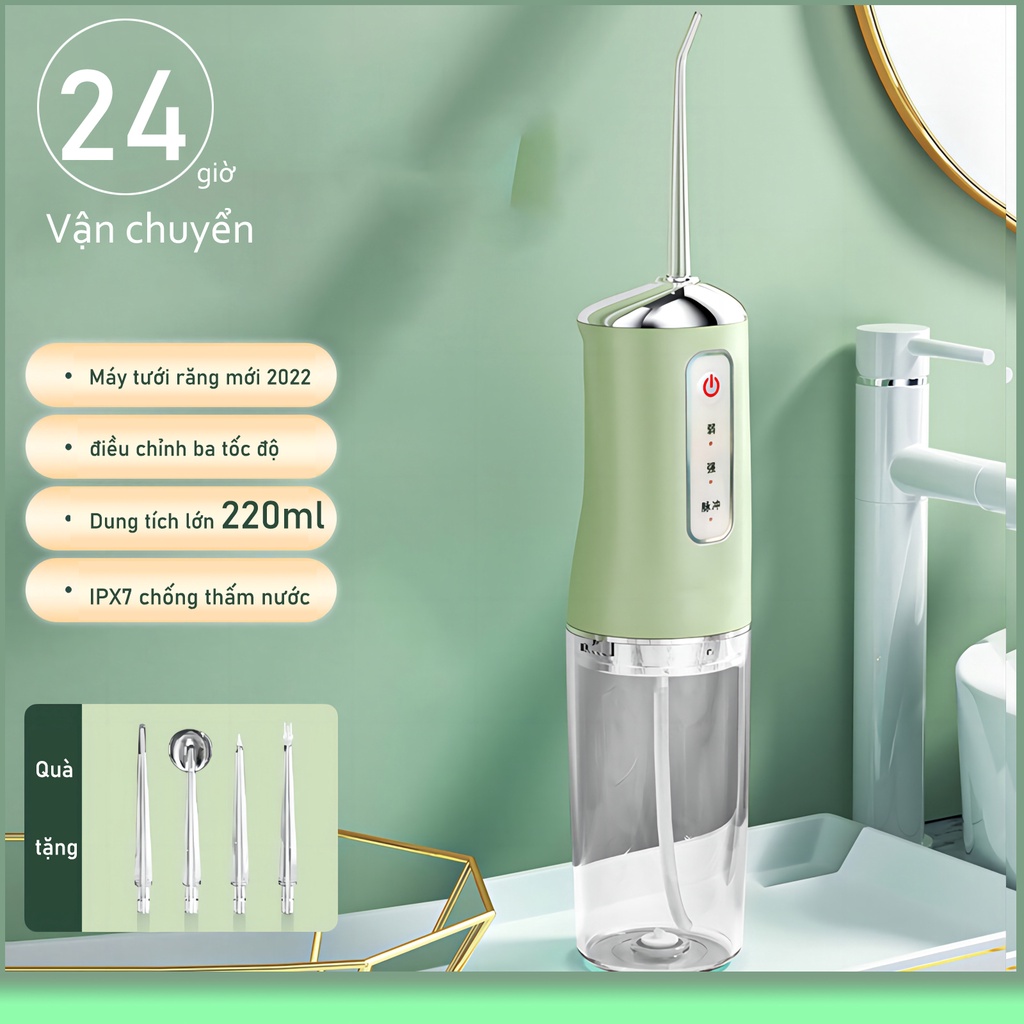Máy tăm nước cầm tay nha sĩ dùng Máy tăm nước cầm tay du lịch Oral Irrigator-Tặng 4 đầu phun -DA