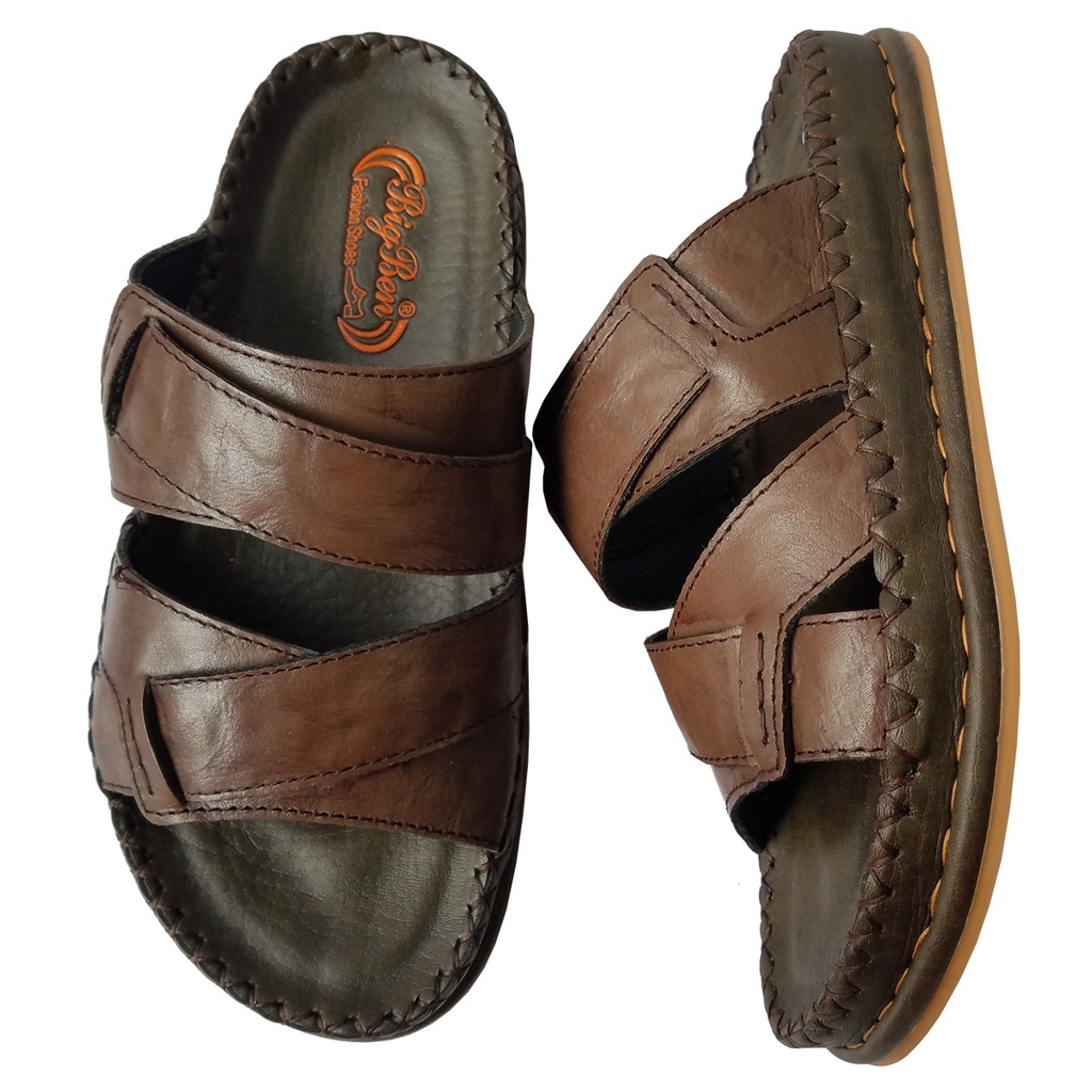 Dép Nam Quai Chéo BIGGBEN Da Bò Thật Cao Cấp HKD629