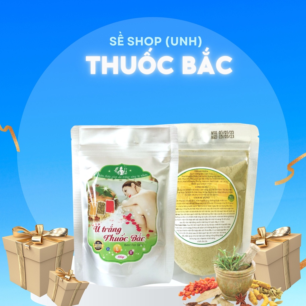( Tặng cọ đắp mặt ) Combo Bột thuốc bắc 24 vị + ủ kích trắng sữa non con bò chính hãng, làm trắng da, mờ thâm mụn