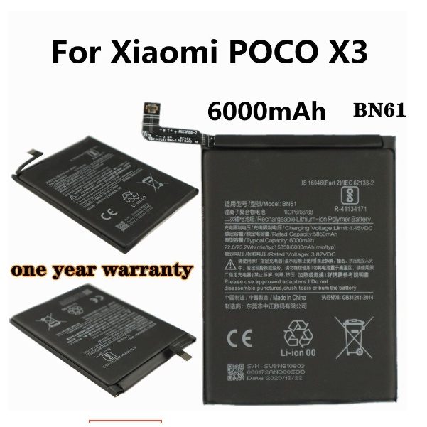 Pin Cho Xiaomi POCO X3 Pin 6000MAh BN61 bảo hành 6 tháng