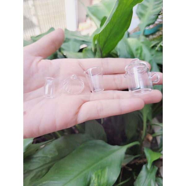 Ca nước có nắp - hủ sữa chua - Ly - phễu lọc cà phê Thủy tinh cho miniature, dollhouse