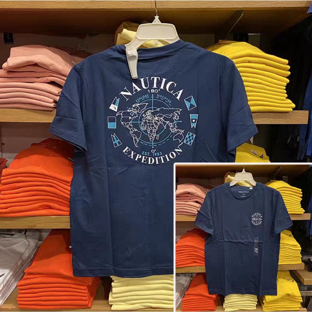 Áo Thun Tay Ngắn Cổ Tròn In Hình Nautica / Nautica Hai Mặt Thoáng Khí Thời Trang Xuân Hè Hàng Mới Dành Cho Bạn Nam