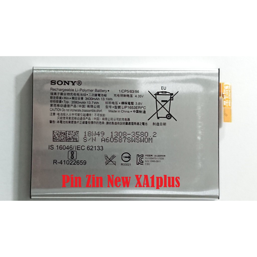 Pin Sony XA1 Plus G3416 dung lượng 3430mAh Zin bảo hành 1 đổi 1