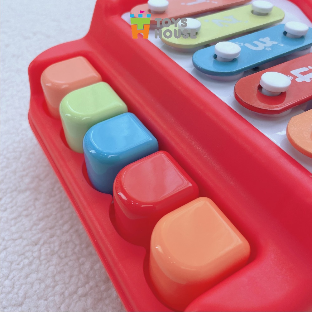 Đồ chơi đàn piano kết hợp gõ Xylophone 5 phím kèm 6 bản nhạc cho bé 9 tháng trở lên Toyshouse