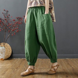 Quần Harem Cotton Lanh Dáng Rộng Thoải Mái Thời Trang Mùa Hè Hàng Mới