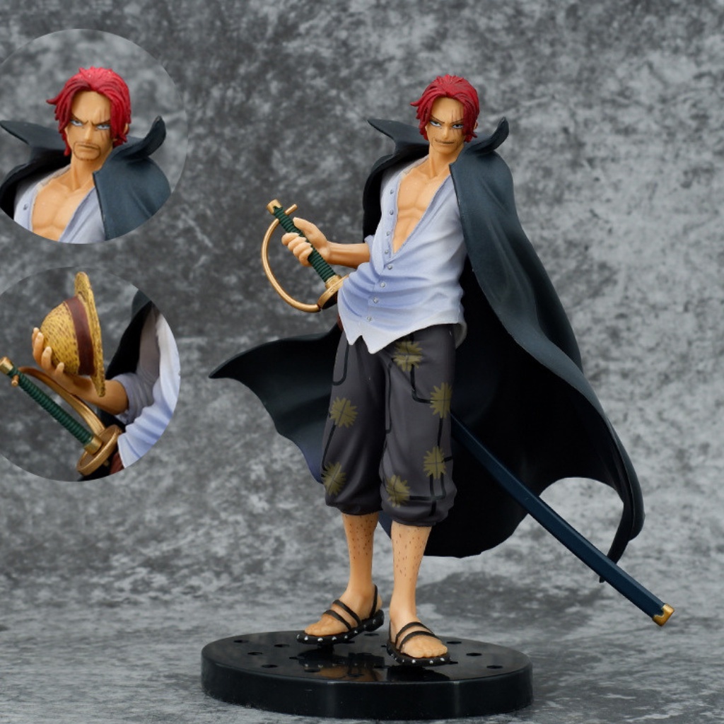 Mô hình One piece tứ hoàng Shank tóc đỏ cao 17cm, figure nhân vật anime vua hải tặc Luffy Store, mô hình trang trí