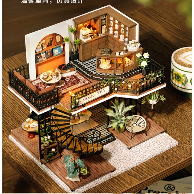 Mô hình nhà gỗ DIY Tiệm trà Momo