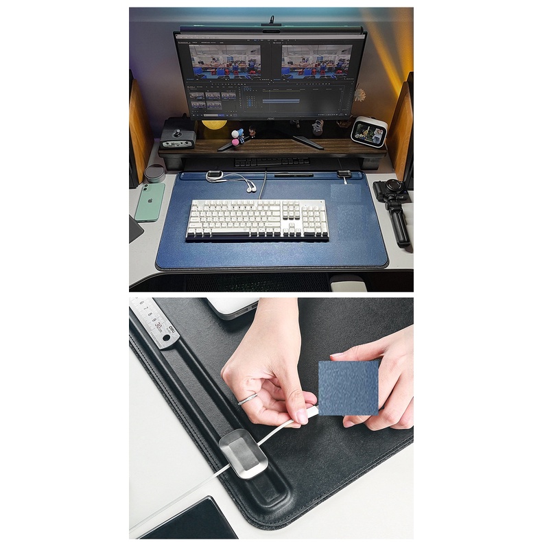 [Mẫu Mới] Thảm Da PU SOYAN Lót Bàn Làm Việc Cao Cấp Desk Mat, Kiêm Khay Để Đồ Dùng Tiện Lợi.