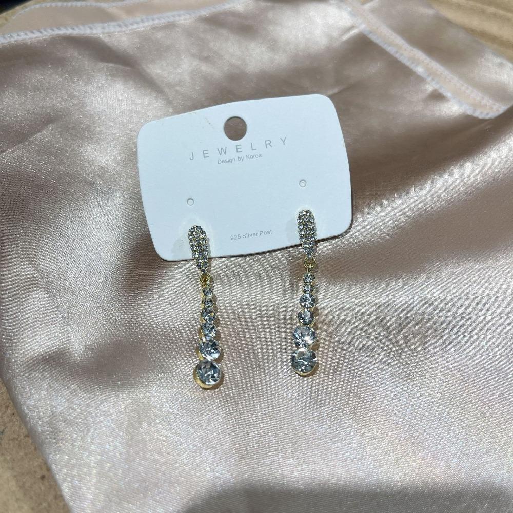 Bông Tai Dáng Dài Đính Hạt Phối Tua Rua Phong Cách Pháp Thời Trang Cho Nữ