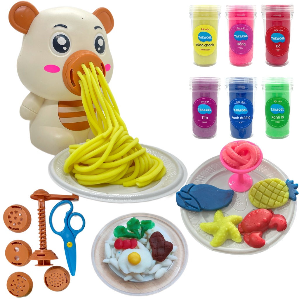 Đồ Chơi Gấu Làm Mì Hàng Việt Nam, Từ Đất Nặn TAKACOL 100% Làm Từ Bột Mì, Giúp Bé Sáng Tạo Thông Minh, Giải Trí Cho Bé...