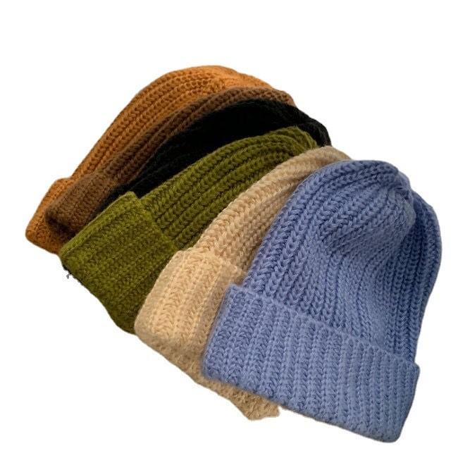 PVN55552 Mũ len nam nữ oversize nón len trơn dệt kim giữ ấm