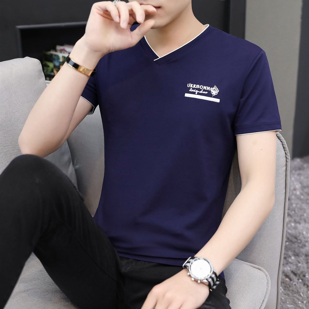 Áo thun nam tay ngắn cổ tim LIVATA dáng basic 5 màu thời trang cá tính trẻ đẹp phong cách áo phông ôm body NA580