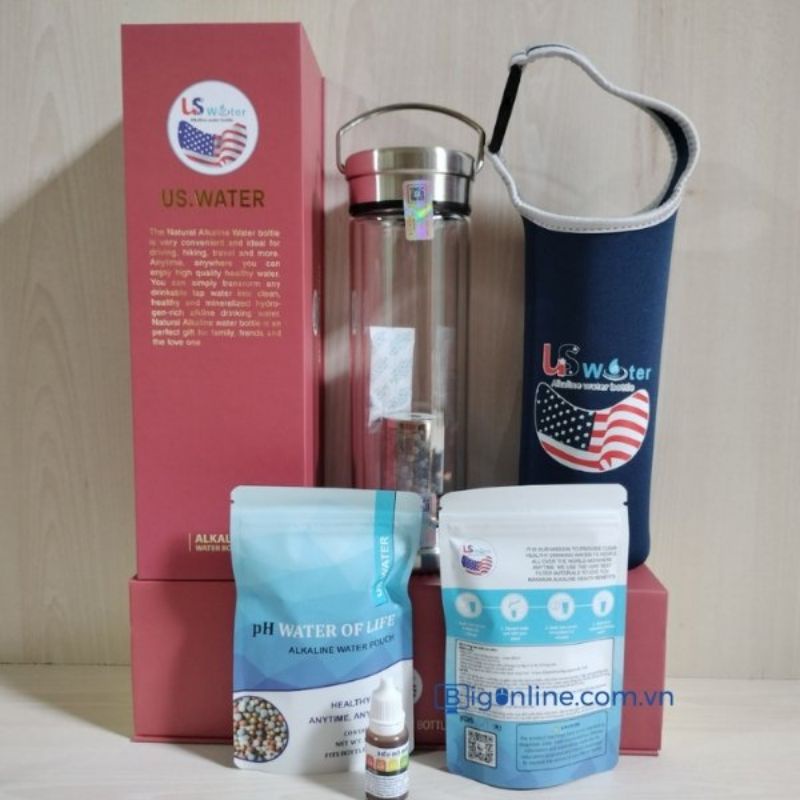 [tặng đá khoáng,túi,thuốc thử] Bình tạo nước kiềm Ion Uswater 400ml