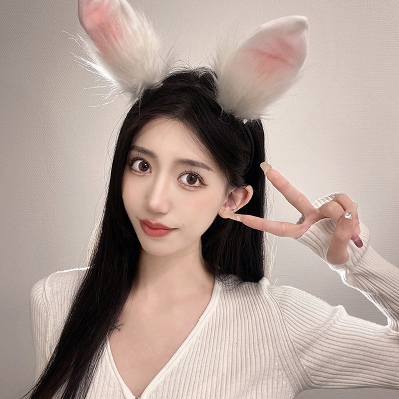Băng Đô Tai Thỏ Lông Xù Hoạt Hình Phong Cách Lolita Dành Cho Hóa Trang
