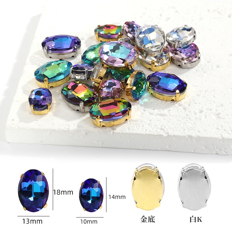 Bộ 10 Mũi Khoan Pha Lê Hình Oval Bốn Góc Màu Mạ Điện Diy