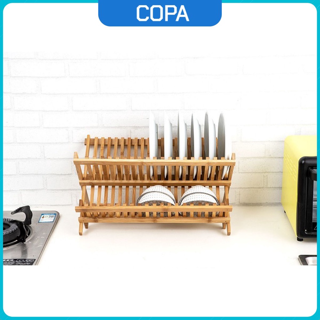 Giá/Kệ Úp Bát, Đĩa, Cốc, Chén, Ly Gỗ Tre Tự Nhiên Nhanh Khô Dáo Gọn Gàng Sạch Sẽ Để Bàn Đa Năng