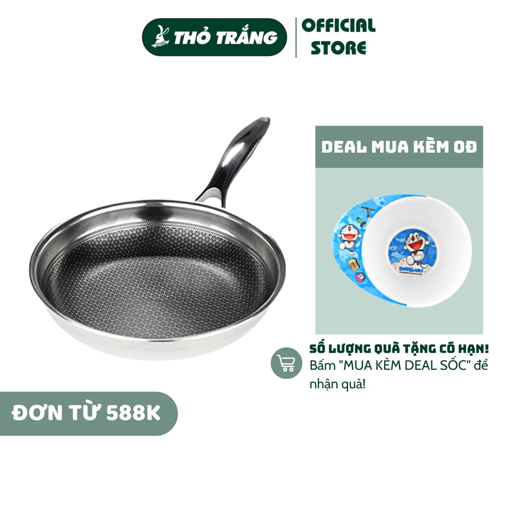 Chảo chống dính Blackcube inox 3 lớp đáy từ thương hiệu Kims Cook 20 - 22 - 24 - 26 - 28 - 30 - 32cm - Chính Hãng