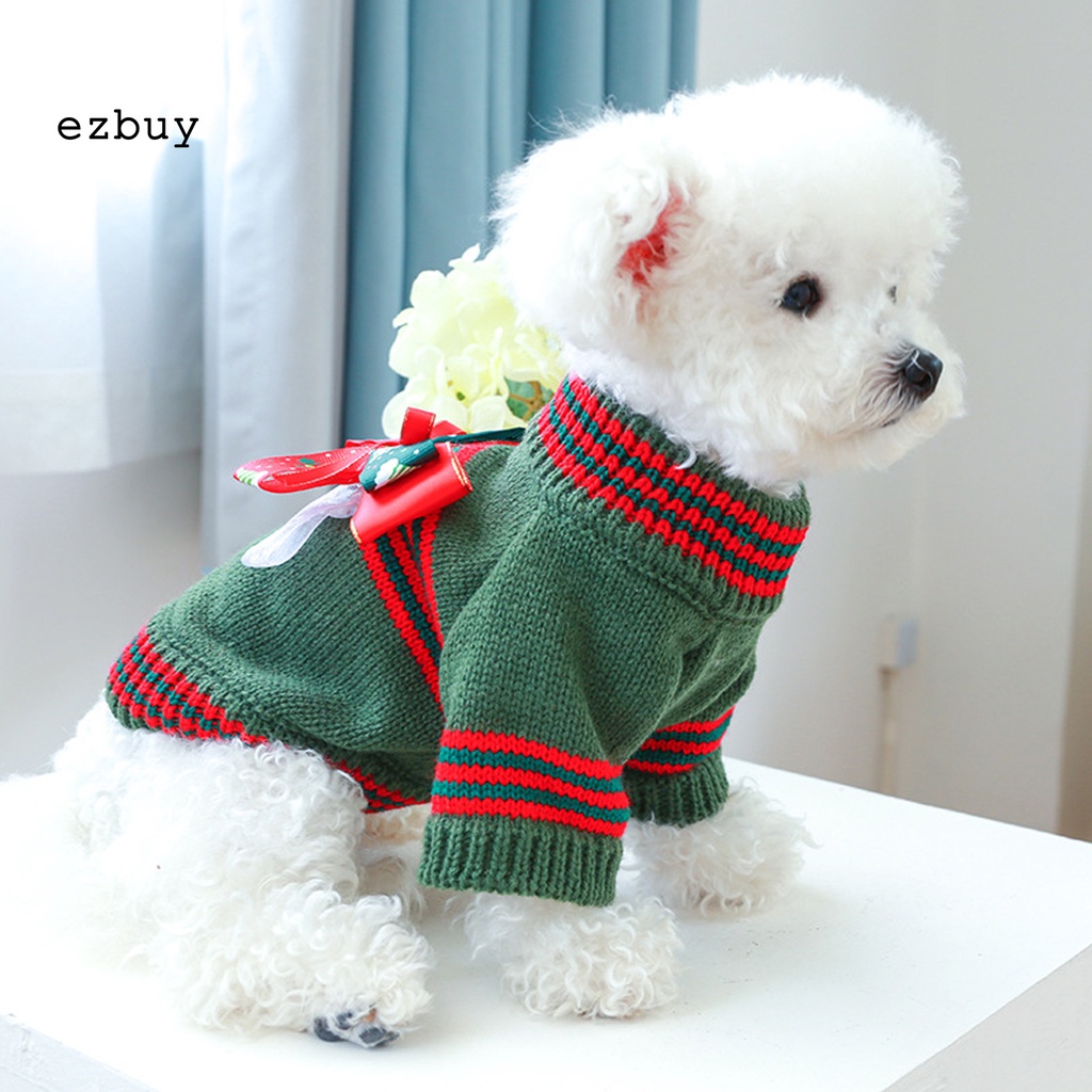 Ezbuy Áo Sweater Vải Polyester Mềm Nhẹ Đính Nơ Giữ Ấm Thoải Mái Cho Cún Cưng Vào Mùa Đông