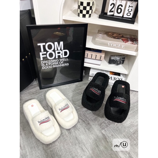 Lê Xuồng Lông Trắng Đen Balenciaga Full Size 35-39  -  By Anh Dinh Phuong