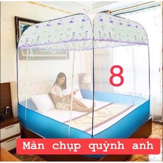 Màn Mùng Đỉnh Vuông 2 Chân Viền, 2 cửa Ren thêu Cao cấp- Hàng chính hãng