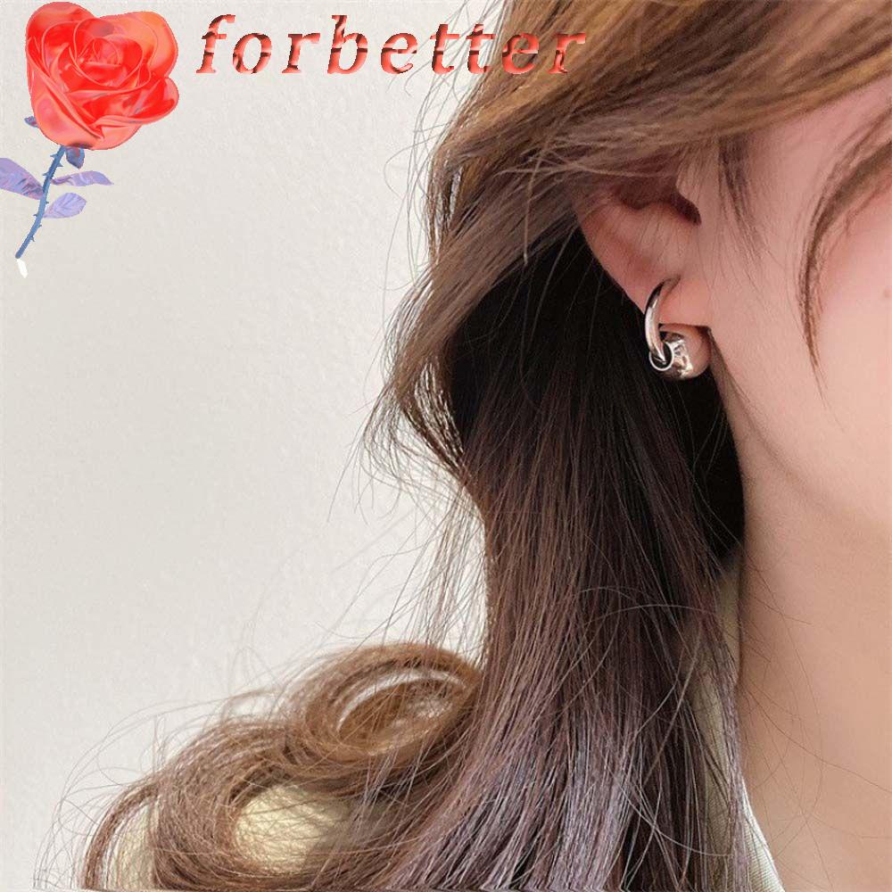 Bông Tai Hình Tròn Bằng Kim Loại Đính Bóng Kim Loại Đơn Giản Thời Trang Cho Nữ