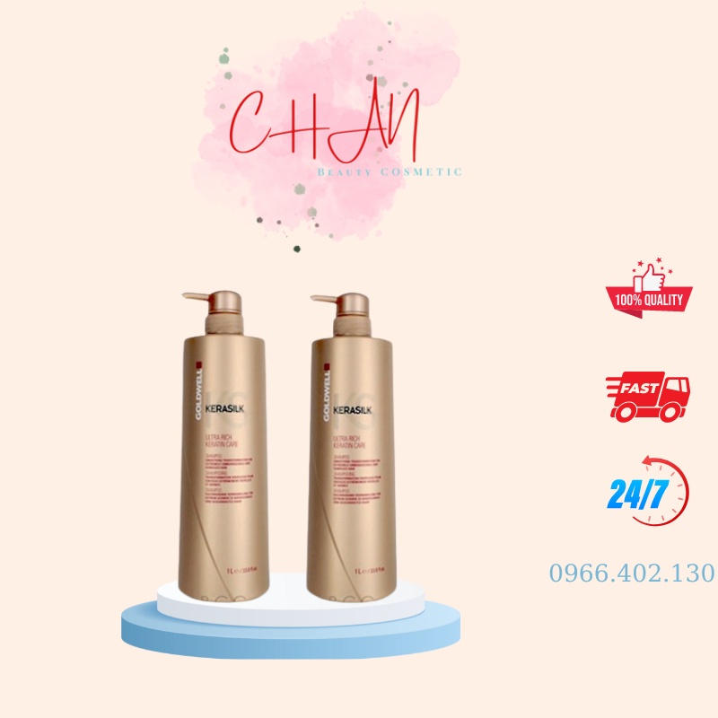 Cặp dầu Gội Xả GOLDWELL KERATIN KERASILK Phục Hồi Tóc Hư Tổn